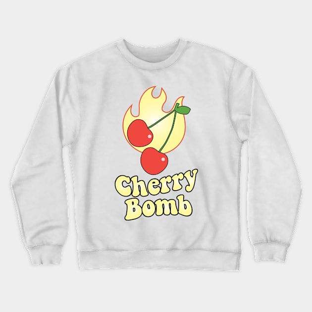 Cherry Bomb and Light Yellow Flaming Design Crewneck Sweatshirt by YourGoods